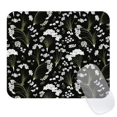 Imagem de Seorsok Tapete de mouse com estampa de flor pequena vívida, tapetes de mouse texturizados premium para laptop de escritório, tapetes de mouse quadrados laváveis fofos com bordas costuradas estendidas