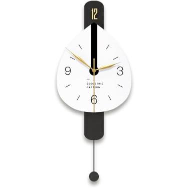 Imagem de YTHLZVBP Relógio de parede, arte moderna, relógio de parede grande, moderno, relógio de parede, metal clássico, minimalista, numeral, mostrador grande, decorativo, quinta, pêndulo, relógio de parede