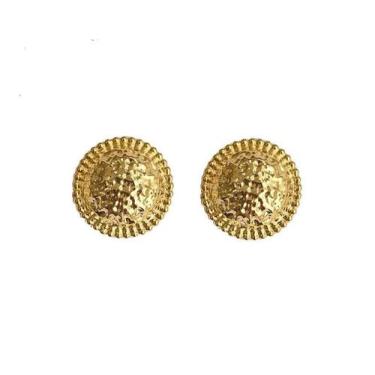 Imagem de Brinco botão liso banhado a ouro 3cm - 20g - VIDIÈ