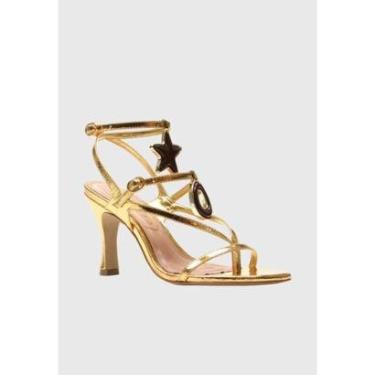 Imagem de Sandália Dourada com Aplicações Estreladas Dourada Vicenza-Feminino