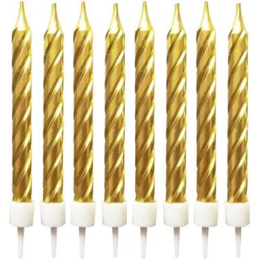 Imagem de Vela para Aniversario Espiral Metaliz.dourada 8CM - Make