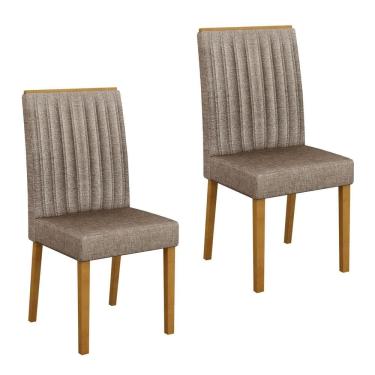 Imagem de Conjunto 2 Cadeiras para Sala de Jantar Pés em Madeira Maciça Mari Bege