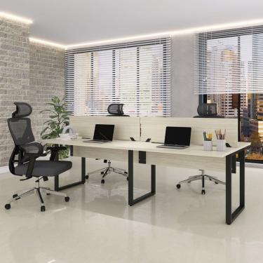 Imagem de Plataforma Dupla 4p 220x120cm Tub Corporativa Light Castanheira Natural/Preto