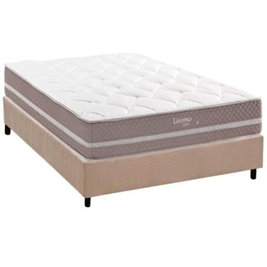 Imagem de Conjunto Box Casal: Colchão Molas Herval Maxspring Livorno + Base Crc Suede Clean (138x188)