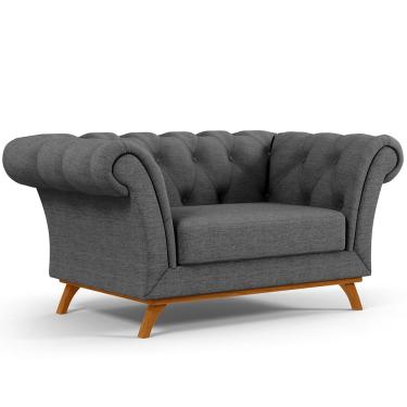 Imagem de Sofá 2 Lugares Para Sala de Estar Império 150 cm D02 Linho Cinza Escuro C-416 - Lyam Decor