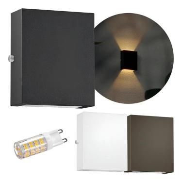 Imagem de 1X Arandela Mini Slim 2 Focos Exter Preto / Branco Quente