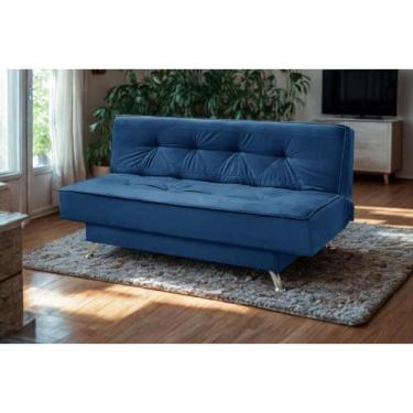 Imagem de sofá cama 1,80m Flórida Suede Azul Mirra Decor
