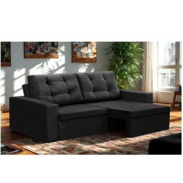 Imagem de Sofá Retrátil 2 Lugares 1,80m Lara Suede Mirra Decor, Preto