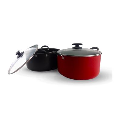 Imagem de KIT 2 Caçarola Antiaderente Grande Familia Dona Chefa 24 e 28 cm Tampa de Vidro e Alças Antitérmicas