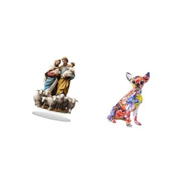 Imagem de Vaveren Decoração de Mesa em Acrílico E Escultura de Cachorro Colorido, Artesanato Multicolorido de Filhotes, Ornamento de Mesa Exclusivo para Lareira de Casa