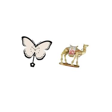 Imagem de Fenteer Relógio de Parede de Acrílico Borboleta para Escritório, Sala de Jantar, Quarto Infantil, Fazenda com Estatueta de, Estátua de Animal de Resina