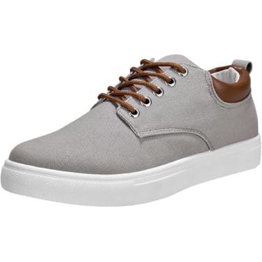 Imagem de Tênis masculino de lona com cadarço e cano baixo Plimsolls respirável casual moderno sapato social sola de borracha corrida, Cinza, 40 BR