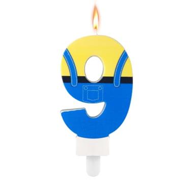 Imagem de Velas temáticas de anime, velas de aniversário de desenho animado azul e amarelo bonito jeans azul desenho animado feliz aniversário velas número velas de aniversário decorações de bolo de aniversário