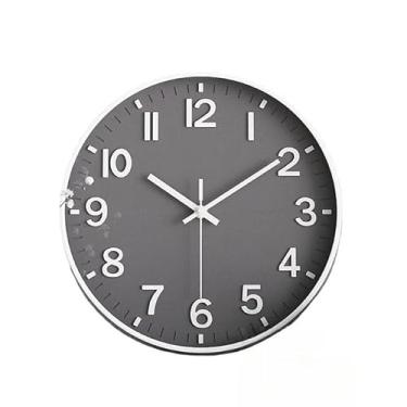 Imagem de Relógio de Parede Cozinha Silencioso Moderno Decorativo Quarto Sala Escritório(Prata/Preto)