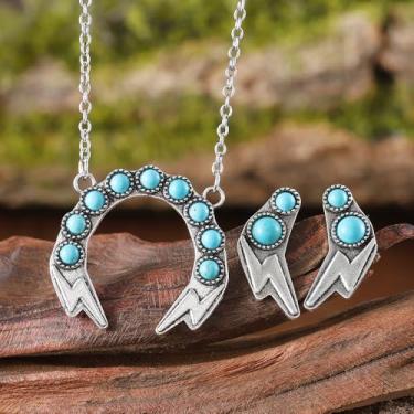 Imagem de Conjunto de colares ocidentais para mulheres, colar gargantilha cowboy cowgirl boho relâmpago colar pingente tribal sudoeste acessórios de joias ajustáveis, one size, Liga de aço, Sem Pedra Preciosa