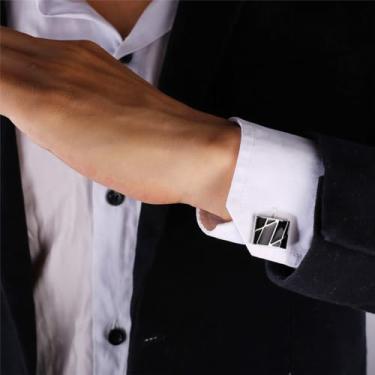 Imagem de Abotoaduras de aço inoxidável sarja abotoaduras camisas acessórios, One Size, Aço inoxidável, Sem Pedra Preciosa