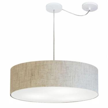 Imagem de Lustre Pendente Cilíndrico Com Desvio Md-4265 Cúpula Em Tecido 60x15cm Rustico Bege - Bivolt