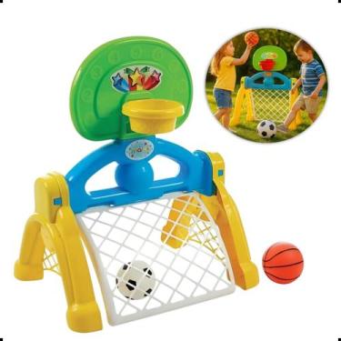 Imagem de Golzinho Futebol Infantil Trave Bola Cesta de Basquete 2 em 1 Brinqued
