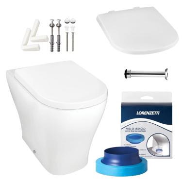 Imagem de Combo Vaso Sanitário Convencional Loren Class Branco com Assento e Kit Instalação - LORENZETTI