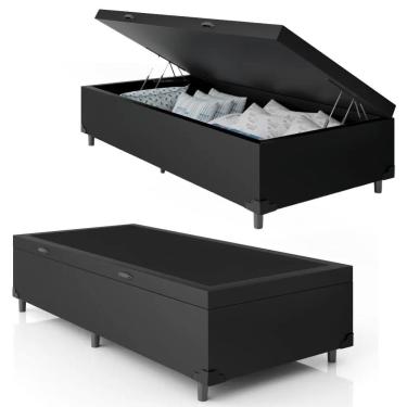 Imagem de Cama Box Baú Solteirão Whc Sintético Preto 96x203x42
