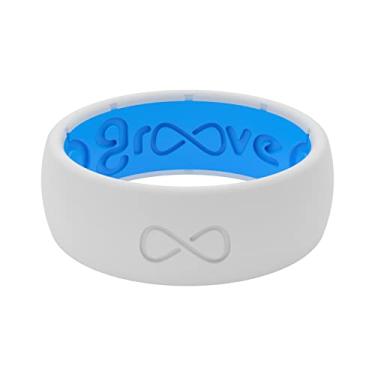 Imagem de Groove Life Anel de casamento de silicone para homens â€“ Anéis de borracha respirável para homens, cobertura vitalícia anel masculino de ajuste confortável â€“ Original sólido 7 Branco