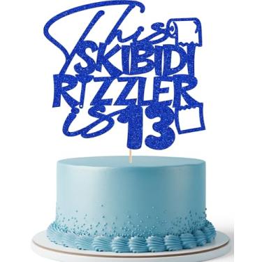 Imagem de This Skibidi Rizzler is 13 Cake Topper Glitter Funny 13th Birthday Cake Decorations for Teen Boy Birthday Party Decoration (Blue)