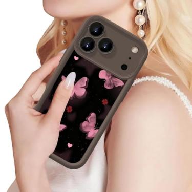 Imagem de Capa de telefone borboleta PC para iPhone 17 Pro Max, [à prova de choque] [proteção de lente] anti-arranhões anti-impressão digital, capa protetora de ajuste fino para uso diário, marrom