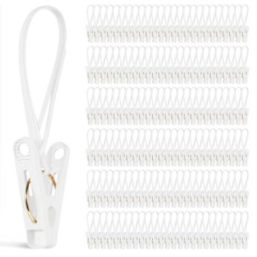 Imagem de 90 peças de clipes para pendurar roupas de bebê, alfinetes de roupas de plástico com corda clipes brancos para pendurar calças, meias, chapéus, sutiã, toalha, foto