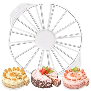 Imagem de MLZTINGR Cortador de bolo, cortador de bolo, cortador de bolo, divisória profissional: 14-16 fatias com nivelamento de camadas, compatível com bolos de 40 cm (branco, 1)