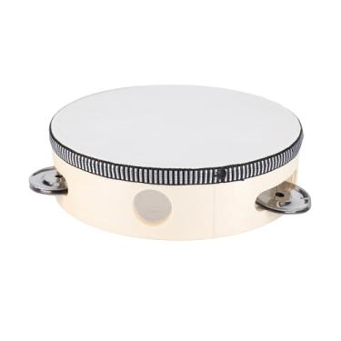 Imagem de Generic Tambor de Sino de Percussão, Pandeiro Portátil, Sem Deformação, Estrutura Firme e Leve para Crianças e Adultos para Apresentações de Dança (Cor de madeira de 6 polegadas)