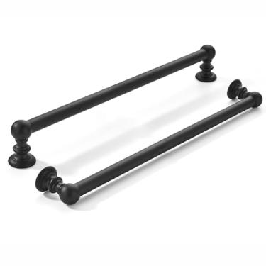 Imagem de khtumeware Pacote com 5 furos de 256 mm (256 mm) para armário preto fosco para armário de cozinha sólido resistente para gavetas, penteadeira, alça de banheiro