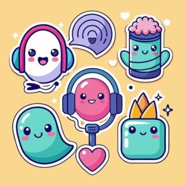 Imagem de Adesivos Kawai Decorativos para Crianças - Personagens Fofos para Quarto, Cadernos e Paredes 50x50cm