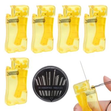 Imagem de Enfiador automático de agulhas, 5 peças, rosqueador automático de agulhas, ferramentas de costura manual, passador de agulha simples para costurar roupas, acessórios de linha de bordado