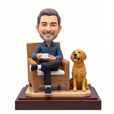 Imagem de Homem personalizado com Golden Retriever Bobblehead da foto presente para cão, pai, marido, dono de animal de estimação