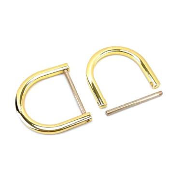 Imagem de VersaKits 4 peças de anéis D resistentes rosqueados 3,5 cm ouro em forma de U anel D de substituição para bolsa chaveiro coleira de cachorro