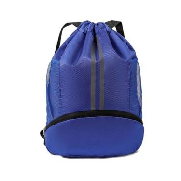 Imagem de Mochila com cordão – Bolsa de natação com compartimento para sapatos e bolso à prova de umidade para mulheres e homens (azul royal 1)