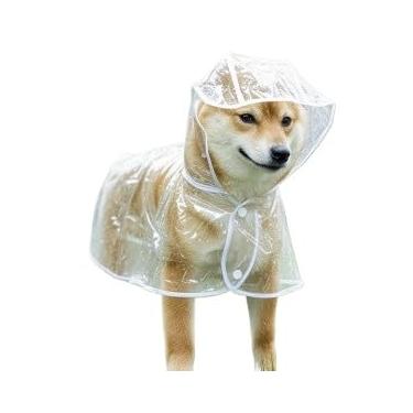 Imagem de Roupas para Cães, Capa de Chuva Pet Impermeável Proteção Cachorro Grande Médio Pequeno Porte Passeio Chuva(Branco transparente,L)