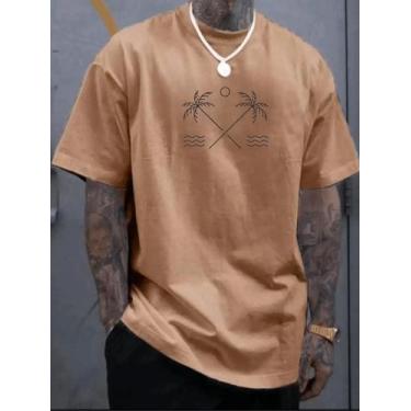 Imagem de Camiseta Masculina Coqueiro Praia Mar Casual Algodão Malha Premium - N