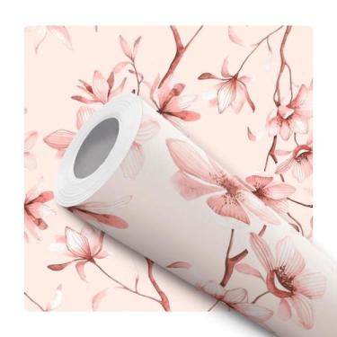 Imagem de Papel De Parede Adesivo Lavável Cozinha Floral Magnolia Flores Rosa Sa