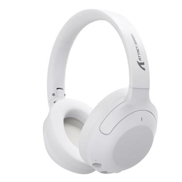 Imagem de ATTACK SHARK Fones de ouvido G300 sem fio com cancelamento de ruído ativo, Bluetooth 5.3 Deep Bass HD, som estéreo sobre a orelha, microfone embutido, design confortável, com fio de 3,5 mm para