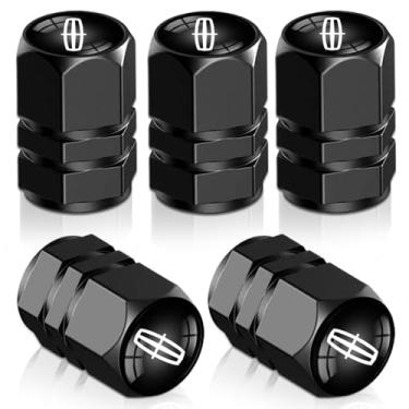 Imagem de 5 peças de tampas de haste de válvula de pneu, peças de pneu de carro, para Lincoln MKS, MKT, MKX, navegador, acessórios de decoração Continental MKC MKZ, tampa de haste de liga de alumínio, LK-preto