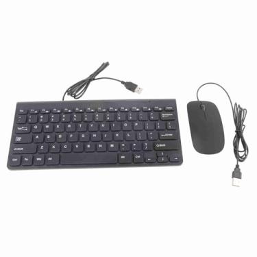 Imagem de Estink Conjunto de Teclado e Mouse Com Fio USB Design Compacto Ultra Fino 284x134x18mm Teclado 113x59x20mm Mouse Plug and Play Com 1. Cabo Durável para PC Laptop Trabalho de Escritório (BLACK)