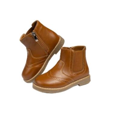 Imagem de Botas infantis para meninos e meninas pequenas Chelsea botas de outono inverno ao ar livre sapatos de tornozelo (bebê/criança pequena), A5/marrom, 21