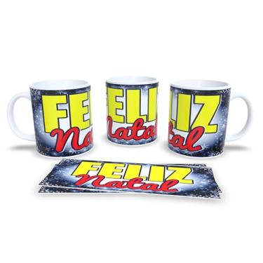 Imagem de Caneca de Cerâmica com Design Natalino, Decoração com Bolas Douradas e Estrelas, 300ml, Branco e Dourado, Para Café e Chá (14)