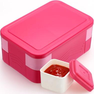 Imagem de Qinyoung Caixa Bento com 6 compartimentos, recipiente de almoço de 1,5 l com utensílios e copo de molho, seguro para micro-ondas e lava-louças, lancheira à prova de vazamento para adultos, homens e