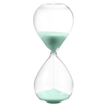 Imagem de PATIKIL Temporizador de areia de 15 minutos, relógio de areia, vidro e ampulheta, temporizador para sala de estar, casa, escritório, restaurante, decoração, azul claro
