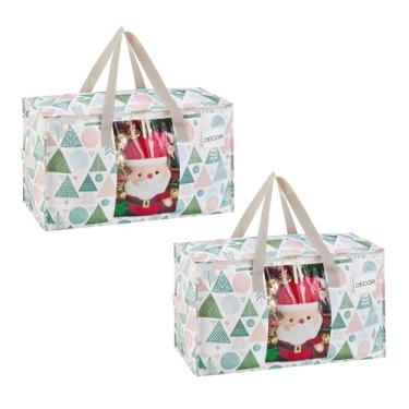 Imagem de VENO Pacote com 2 sacos de mudança, caixas grandes de armazenamento de Natal com tampas, materiais de embalagem para faculdade, alternativos para caixas de mudança, dobrável, bolsa resistente, padrão