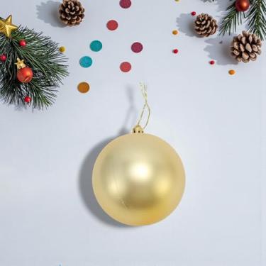Imagem de Generic 1 bola de Natal com laço de plástico fosco dourado 8 cm