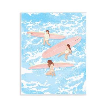 Imagem de Stupell Industries Arte de placa de parede Surfing Girls Trio, design por Ziwei Li, 14 x 11