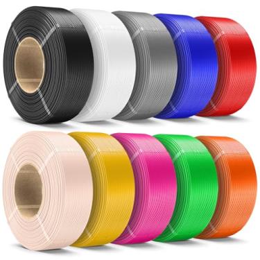 Imagem de SUNLU Refil de filamento PLA+ de 10 kg 1,75 mm, refil PLA de filamento de impressora 3D, filamento PLA Plus sem carretel para carretéis reutilizáveis, 1 kg/rolo preto/branco/cinza/azul Klein, verde